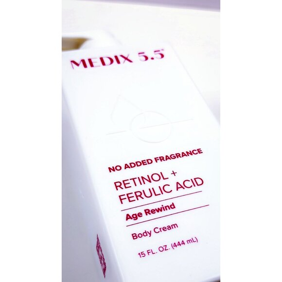 Medix 5.5 Retinol + Ferulic Acid Body Cream 15 Fl. Oz. Age Rewind No Added Fragr - Picture 4 of 4